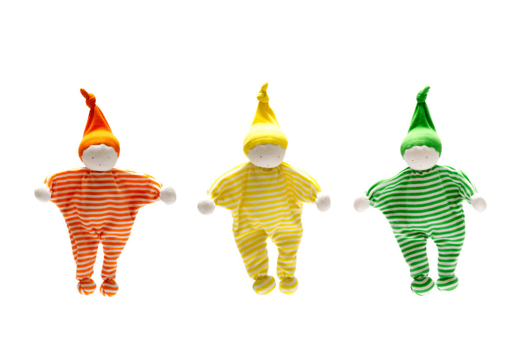 Brightly coloured organic cotton baby comforters